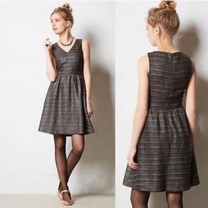 Anthropologie Metallic Tweed Glissade Dress